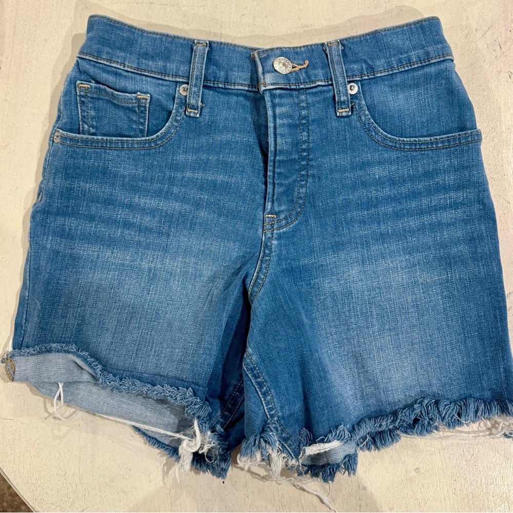 Express Blue Jean Shorts with Frayed Hem